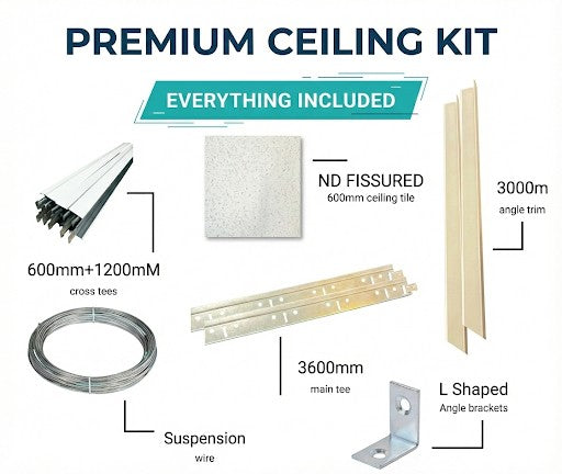 Wipeable Gypsum Suspended Ceiling Kit – Vinaline Easyinstall 600 x 600 Square Edge